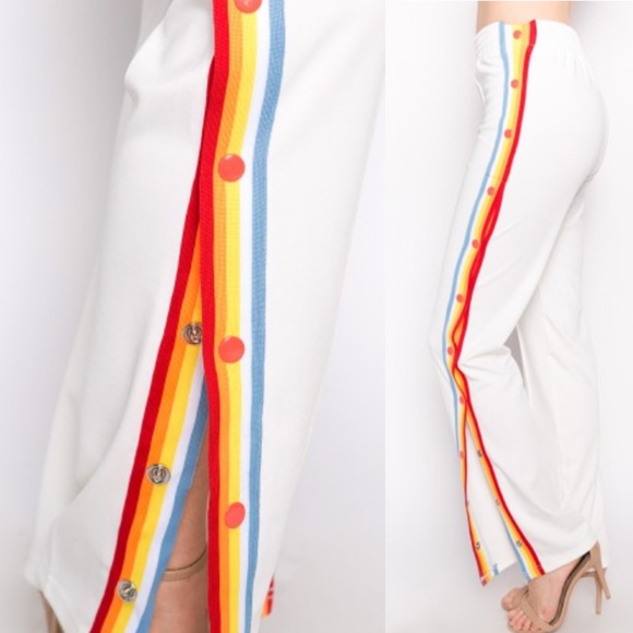 LAST CALL 🤍🌈White Joggers with Rainbow Details - Picture 2 of 8